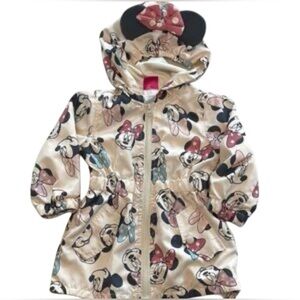 Disney Junior Minnie Mouse Girl’s Hooded Rain Jacket with Bow Size 3T Outdoors